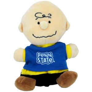 plush stuffed Charlie Brown wearing Penn State t-shirt